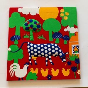 Vintage farm & safari quilted fabric wall hanging